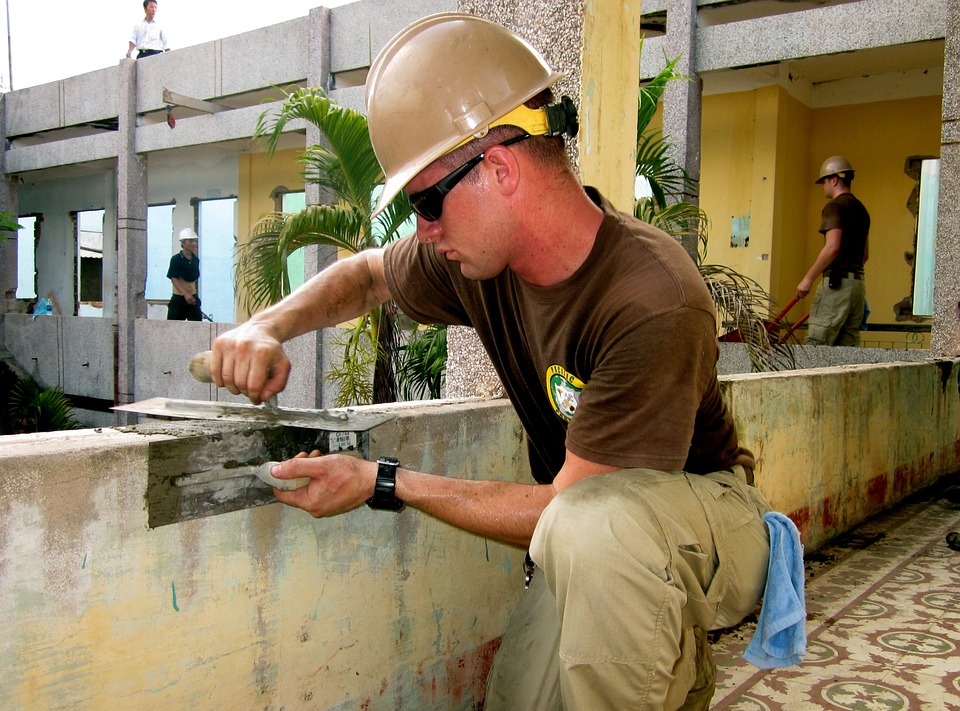Man checking foundation